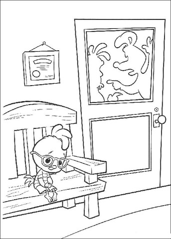 Chicken Little Is Sitting On The Chair  Coloring Page